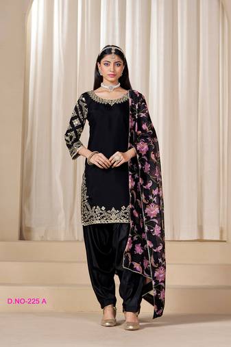 Black silk embroidered salwar suits 
