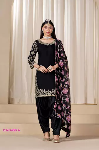 Black silk embroidered salwar suits 