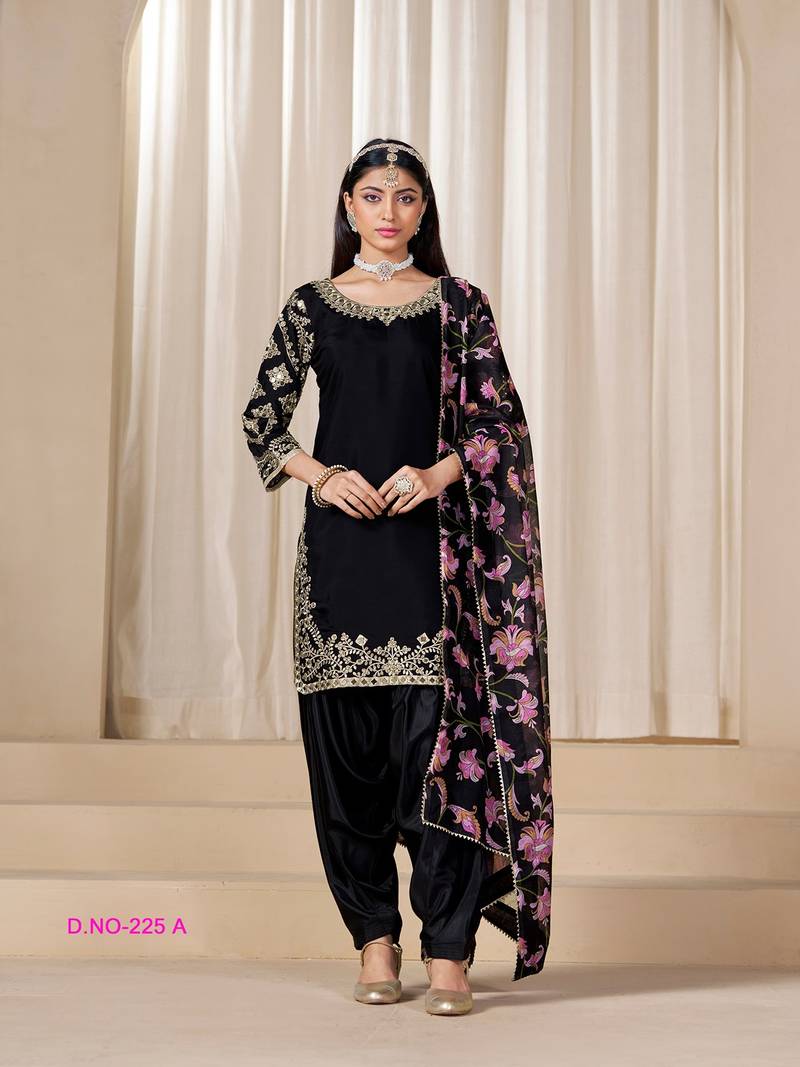 Black silk embroidered salwar suits 