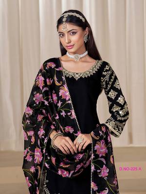 Black silk embroidered salwar suits  2