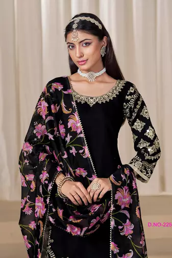 Black silk embroidered salwar suits 