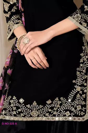 Black silk embroidered salwar suits 