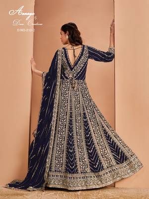 Blue faux georgette embroidered anarkali salwar kameez 4