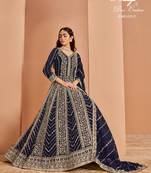 Blue faux georgette embroidered anarkali salwar kameez