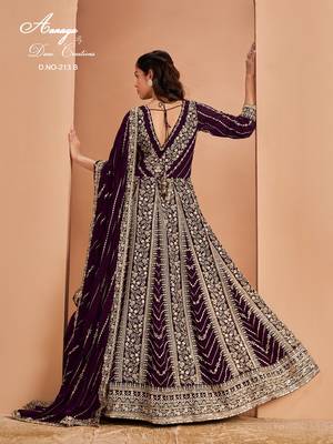 Purple faux georgette embroidered anarkali salwar kameez 3