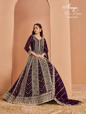 Purple faux georgette embroidered anarkali salwar kameez 4