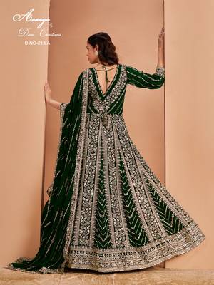 Green faux georgette embroidered anarkali salwar kameez 3