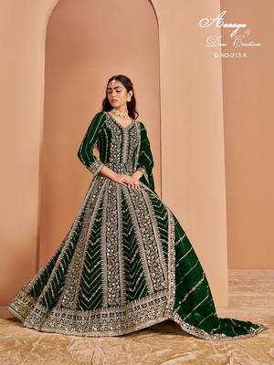 Green faux georgette embroidered anarkali salwar kameez 4