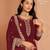 Red faux georgette embroidered salwar suit 