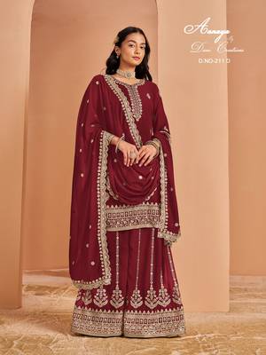 Red faux georgette embroidered salwar suit  4
