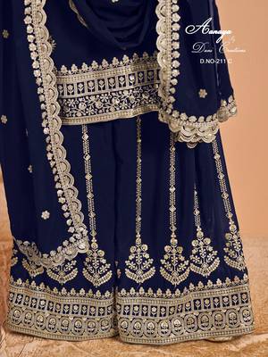 Blue faux georgette embroidered salwar suit  3