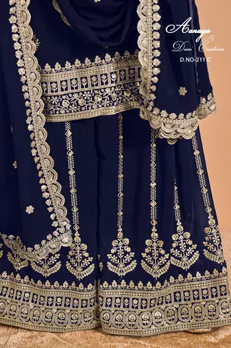 Blue faux georgette embroidered salwar suit 