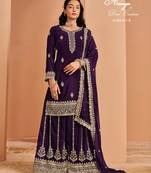 Purple faux georgette embroidered salwar suit 