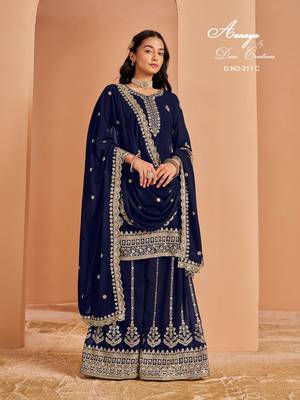 Blue faux georgette embroidered salwar suit  4