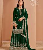 Green faux georgette embroidered salwar suit 