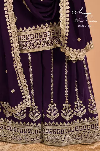 Purple faux georgette embroidered salwar suit 