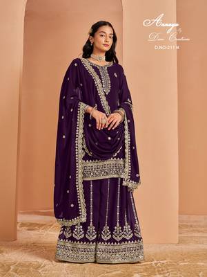 Purple faux georgette embroidered salwar suit  4