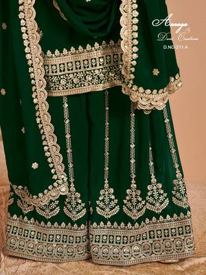 Green faux georgette embroidered salwar suit  3