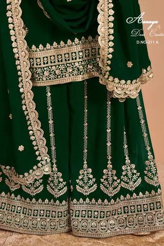 Green faux georgette embroidered salwar suit 