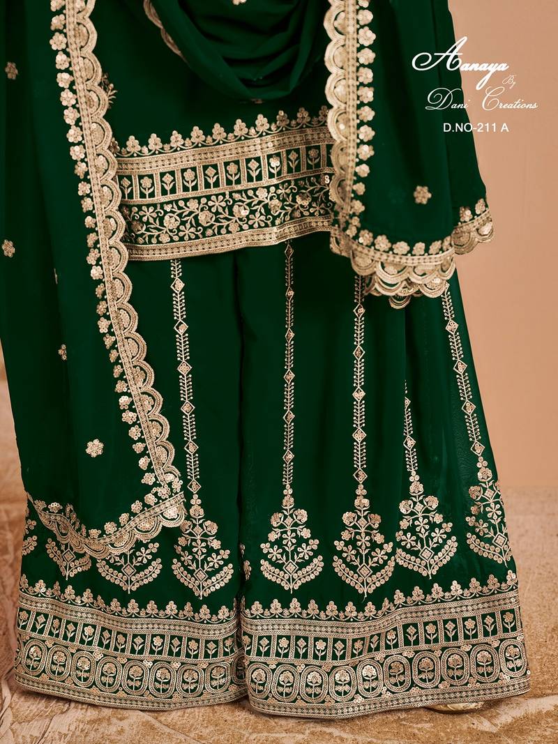 Green faux georgette embroidered salwar suit 