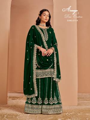 Green faux georgette embroidered salwar suit  4
