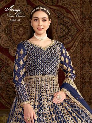 Blue net embroidered anarkali salwar kameez 2