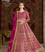 Rani pink net embroidered anarkali salwar kameez