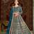Teal blue net embroidered anarkali salwar kameez