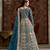 Teal blue net embroidered anarkali salwar kameez