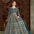 Teal blue net embroidered anarkali salwar kameez