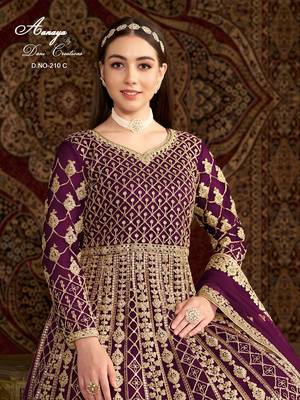 Purple net embroidered anarkali salwar kameez 3