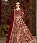 Red net embroidered anarkali salwar kameez
