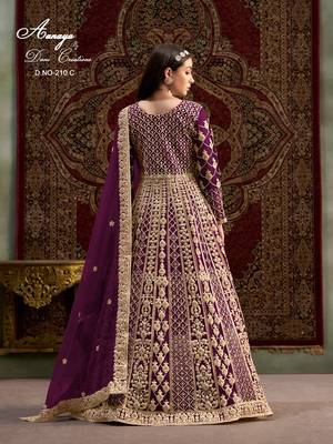 Purple net embroidered anarkali salwar kameez 4