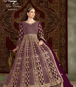 Purple net embroidered anarkali salwar kameez