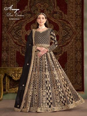 Black net embroidered anarkali salwar kameez 1