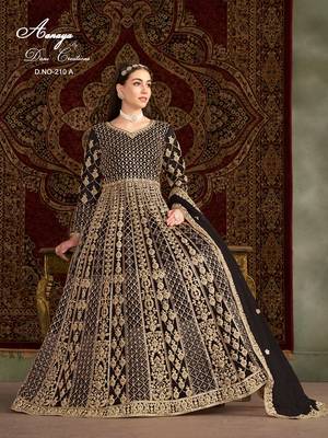 Black net embroidered anarkali salwar kameez 4
