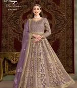 Lavender net embroidered anarkali salwar kameez 