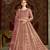 Peach net embroidered anarkali salwar kameez 