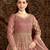 Peach net embroidered anarkali salwar kameez 