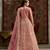 Peach net embroidered anarkali salwar kameez 