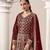 Maroon faux georgette embroidered anarkali salwar kameez 