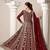 Maroon faux georgette embroidered anarkali salwar kameez 