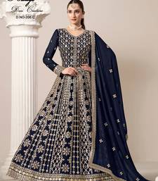Blue faux georgette embroidered anarkali salwar kameez 