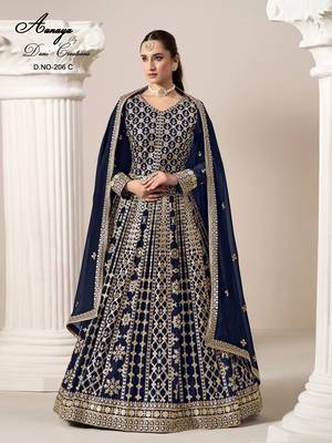 Blue faux georgette embroidered anarkali salwar kameez  4