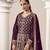 Burgundy faux georgette embroidered anarkali salwar kameez 