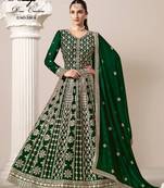 Green faux georgette embroidered anarkali salwar kameez 