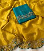 Yellow Color Rangoli SIlk Blnd Festive Wear Saree