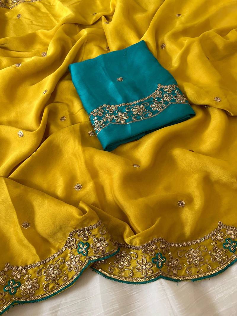 Yellow Color Rangoli SIlk Blnd Festive Wear Saree