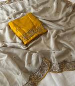 Light Grey Color Rangoli SIlk Blnd Festive Wear Saree