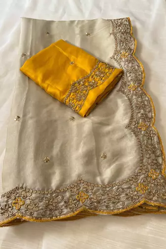 Light Grey Color Rangoli Silk Festive Wear Saree